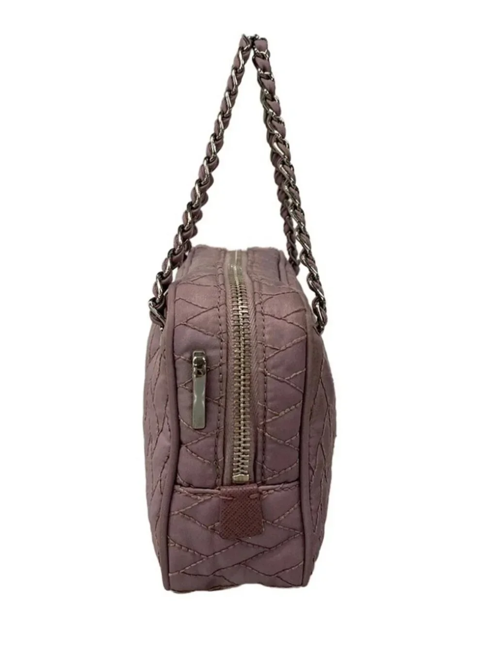 PRADA Light Purple Purple Nylon Leather Handbag
